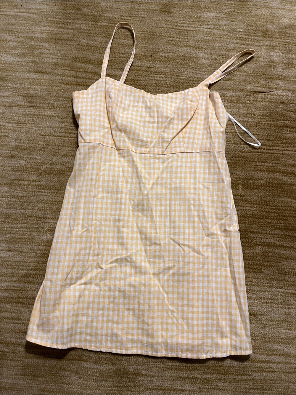100% cotton yellow plaid mini dress